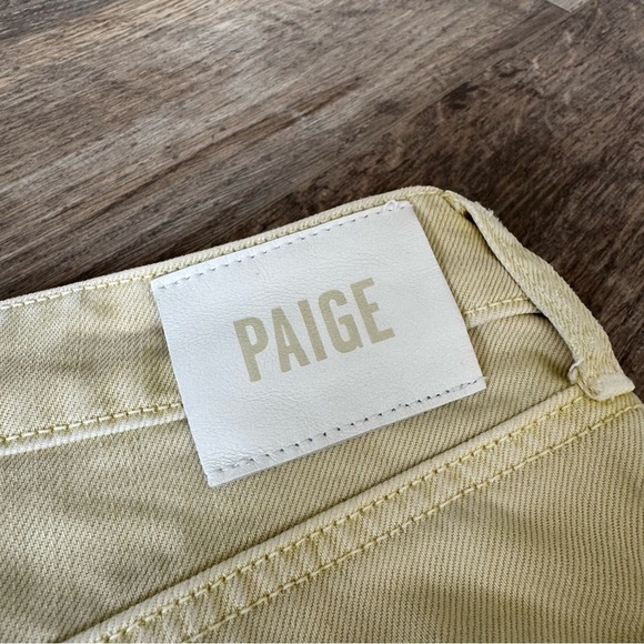 Paige Aideen high waisted butter yellow Denim Skirt with Button Fly - Picture 5 of 7